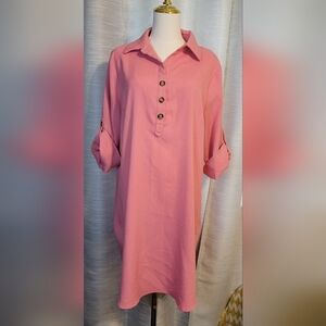 Coral Shirt Dress Lg